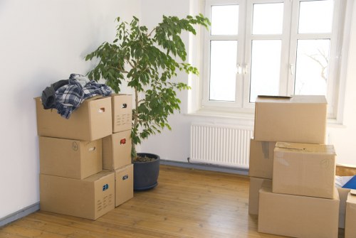 Office furniture and equipment prepared for a local commercial move